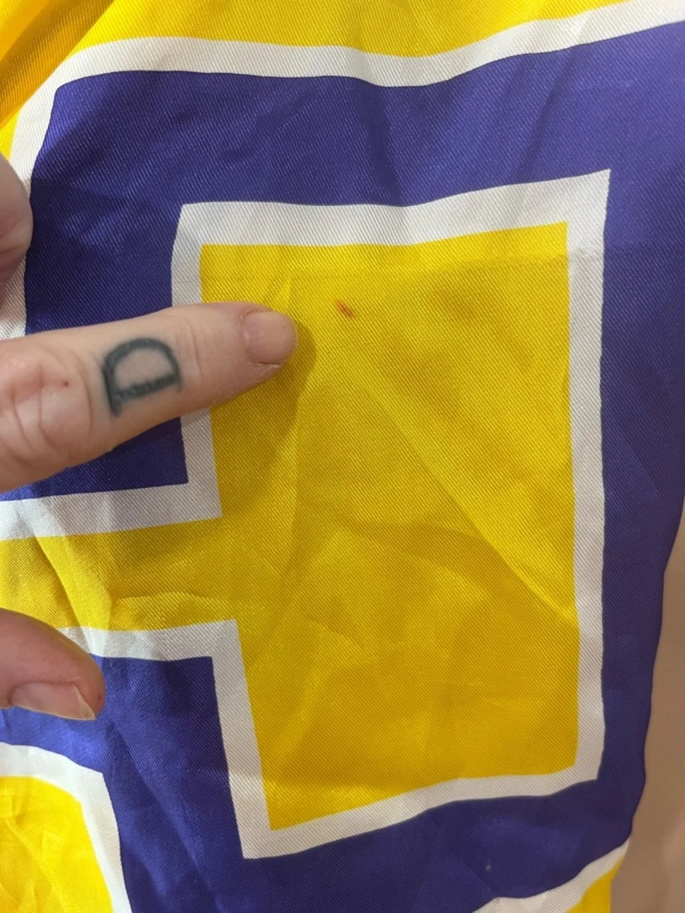 Vera ladybug Yellow and Purple Geometric Silk Scarf
